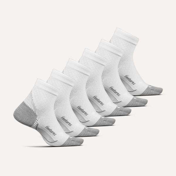 Plantar Fasciitis Relief Sock Ultra Light Quarter 6 Pack - White