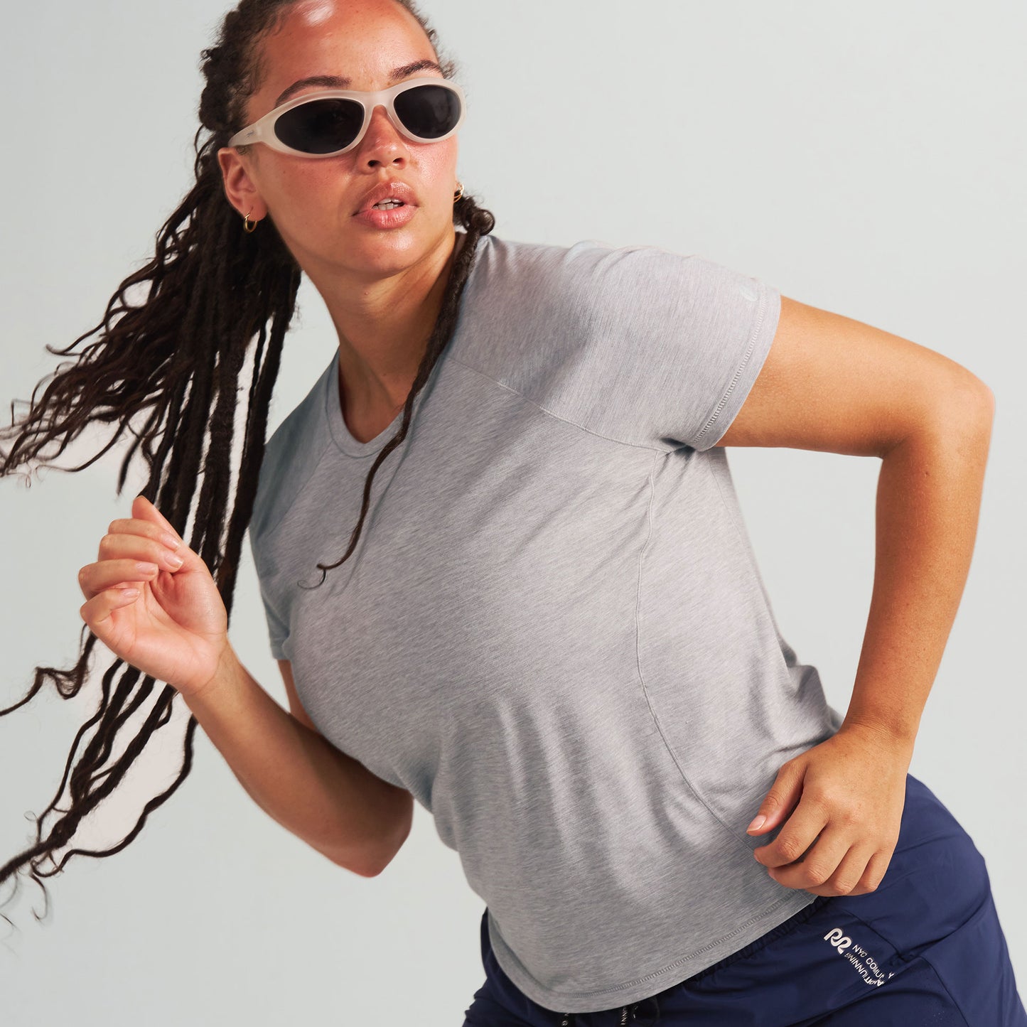 Gray White Mix | model: Salome is wearing a size Large - Bust 36" Waist 31" Hip 44"